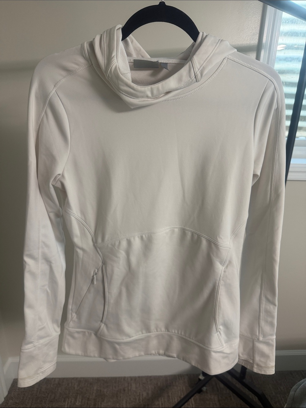 Athleta White Hooded Pullover Sweater
